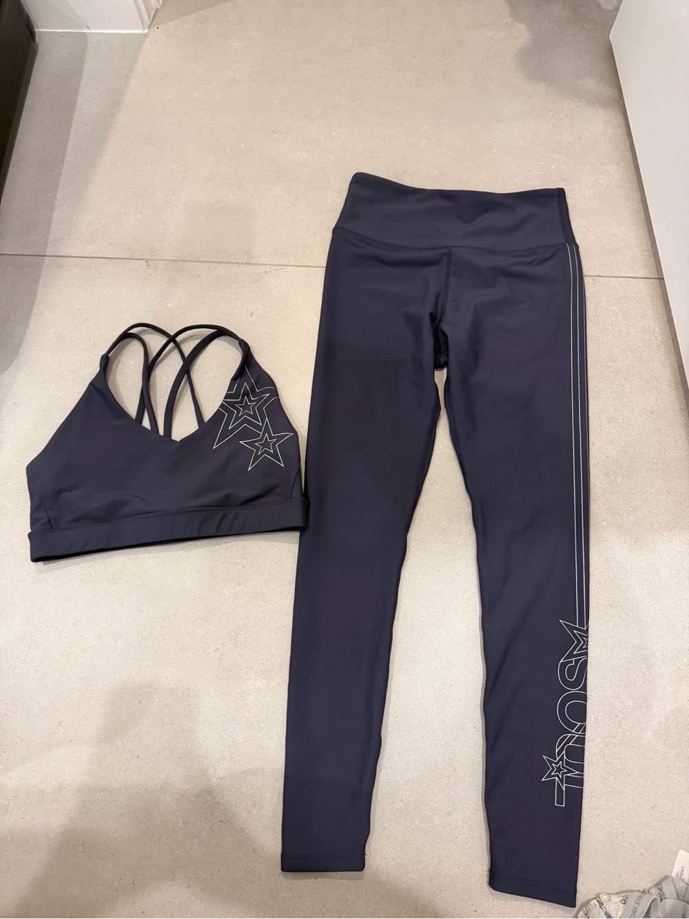 soulcycle Navy Star Logo Sports Bra and Leggings Set